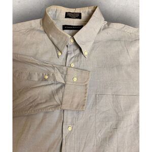 PRESWICK & MOORE Mens Size 17.5 / 35 Button Down Blue Dress Shirt‎ Cotton